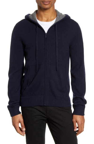 Shop Vince Regular Fit Zip Cashmere Hoodie In Coastal