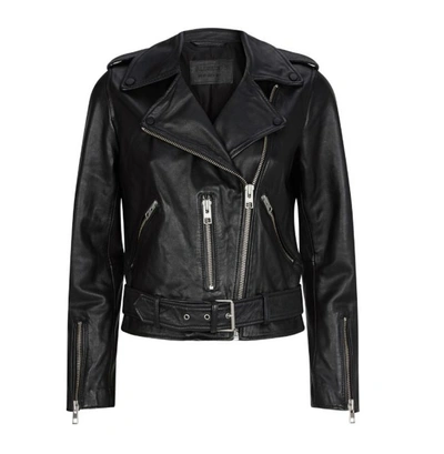 Shop Allsaints Black Leather Balfern Biker Jacket