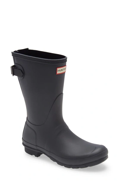 Shop Hunter Original Short Back Adjustable Rain Boot In Black/ Black Ice
