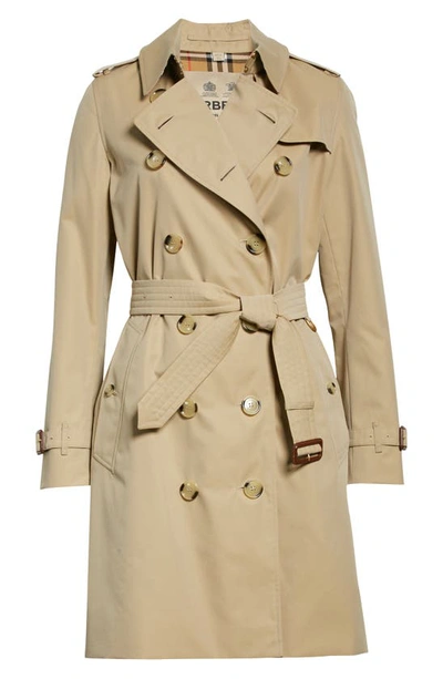 Shop Burberry Kensington Cotton Trench Coat In Honey