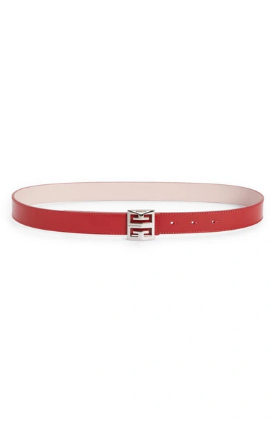 Shop Givenchy 4g Buckle Reversible Skinny Leather Belt In Blush Pink