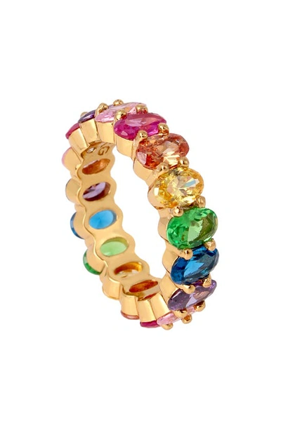 Shop Kurt Geiger London Oval Crystal Ring In Rainbow Multi