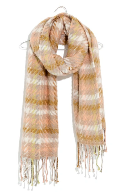 Shop Madewell Barwell Plaid Oversize Scarf In Ashen Silver