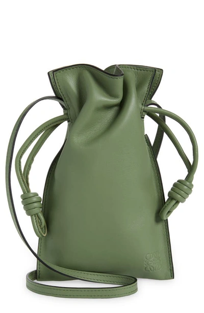 Shop Loewe Flamenco Pocket Leather Crossbody Bag In Rosemary