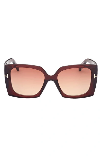 Shop Tom Ford 54mm Square Sunglasses In Redo/ Bordg