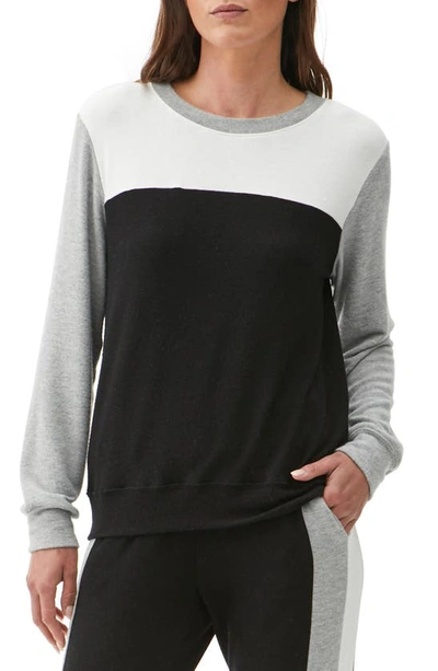 Shop Michael Stars Tibby Colorblock Sweatshirt In Black Combo