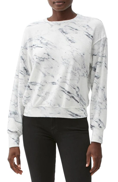 Shop Michael Stars Gigi Marble Pattern Sweatshirt In Chalk Combo