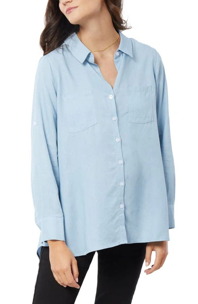 Shop Ingrid & Isabelr Button-up Maternity Shirt In Light Wash