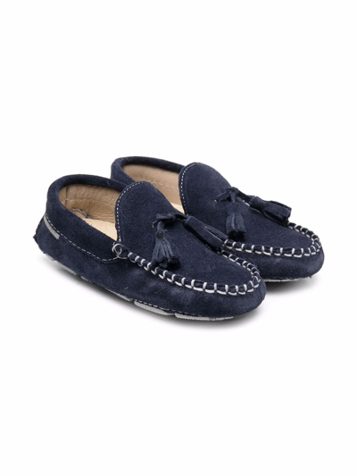 Shop Babywalker Suede Tassel-detail Loafers In Blue