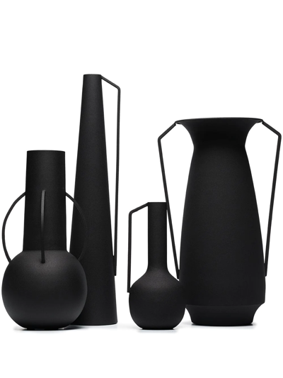 Shop Pols Potten Roman Powder-coated Vases (set Of 4) In Black