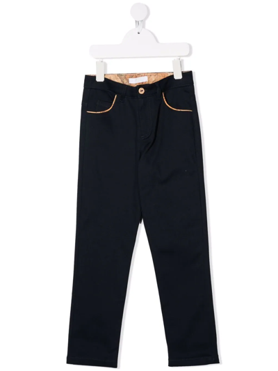 Shop Alviero Martini Slim-fitting Logo-patch Trousers In Blue