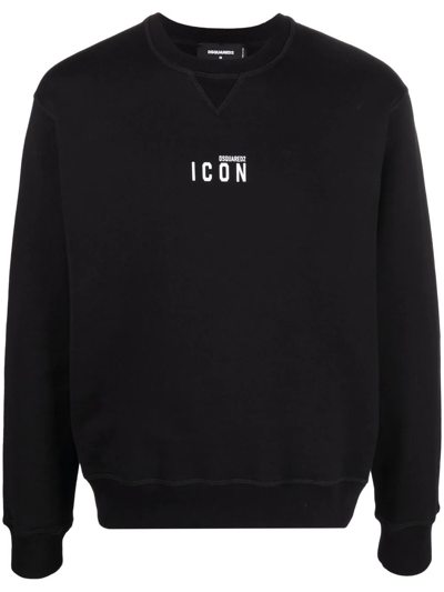 Dsquared2 Black Logo Crew-neck Sweatshirt In Black