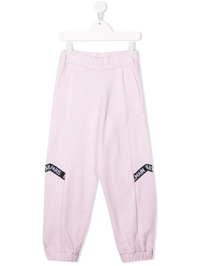 Shop Balmain Logo-print Joggers In Pink