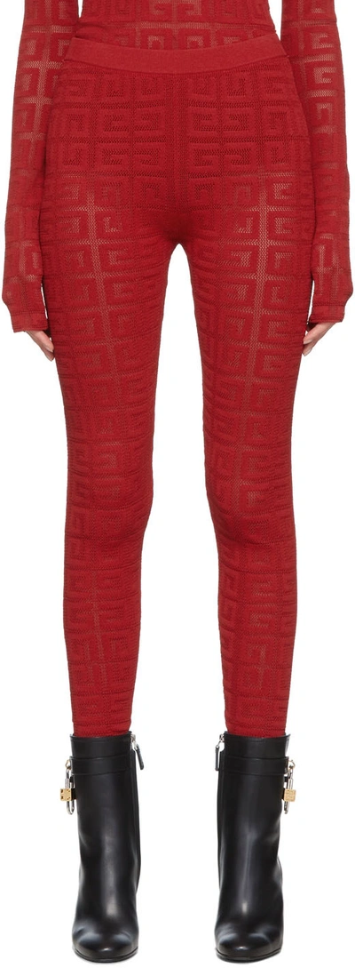 Shop Givenchy Red 4g Jacquard Leggings In 600 Red