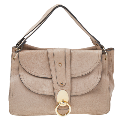Pre-owned Chloé Pink Textured Leather Satchel In Beige
