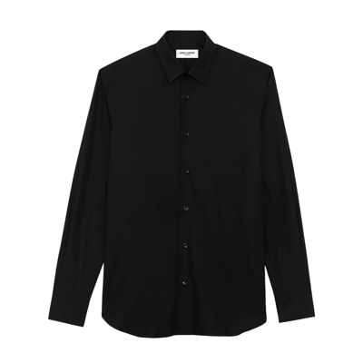 Shop Saint Laurent Cotton Poplin Shirt In Black