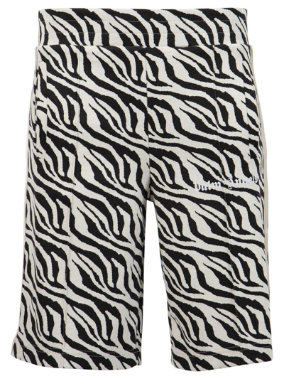 Shop Palm Angels Zebra Jacquard Track Short In White