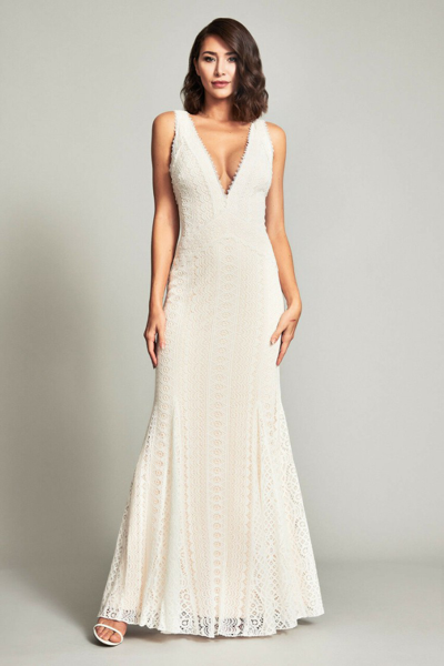 Shop Tadashi Shoji Cadence Gown In Neutrals