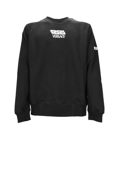 Shop Versace Black Logo-embroidered Sweatshirt