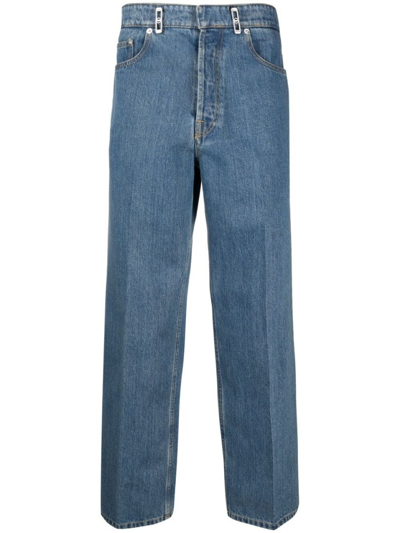 Shop Lanvin Logo-patch Straight-leg Jeans In Blue