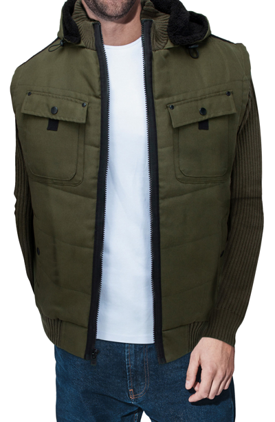 Shop X-ray Xray Lightly Insultated Shearling Lined Hooded Sweater Jacket In Olive