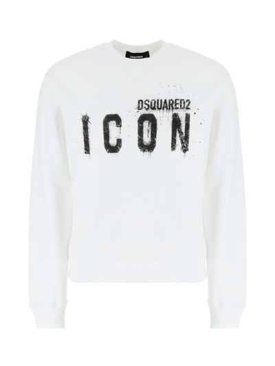 Shop Dsquared2 Icon Painted Crewneck Sweatshirt In White