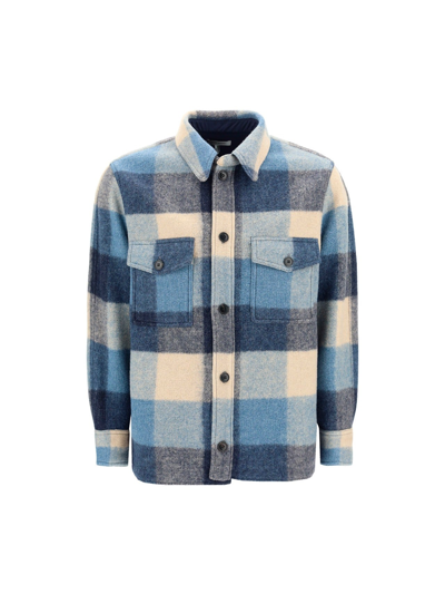 Shop Isabel Marant Kervon Check Pattern Buttoned Shirt In Blue