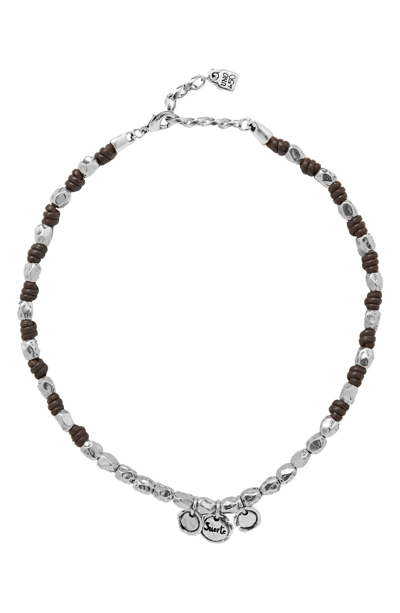 Shop Unode50 Top Secret Silver Plated Beaded Charm Leather Cord Necklace