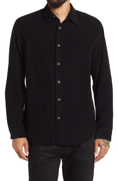 Shop Coastaoro Long Sleve Corduroy Shirt In Black
