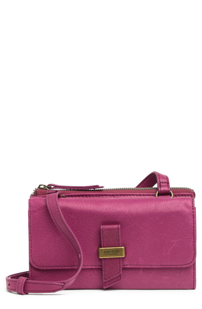 Shop American Leather Co. Essex Wallet Crossbody In Mulberry