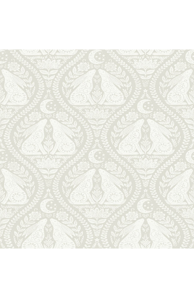 Wallpops Cream Moon Rabbit Peel Stick Wallpaper In Off-white