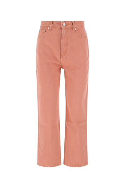 Shop Ganni Dark Pink Denim Jeans  Pink  Donna 26