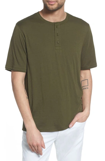 Shop Vince Layered Henley T-shirt In Foliage