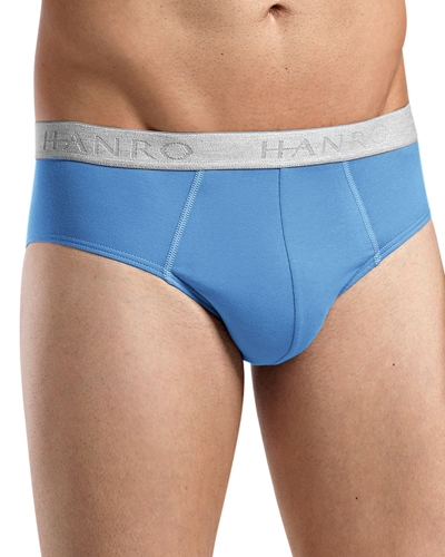 Shop Hanro Cotton Essentials Two-pack Briefs In Carbon Blue Lt Me