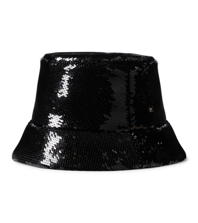 Prada Cappello Da Pescatore In Paillettes Nere Donna In Nero+bianco