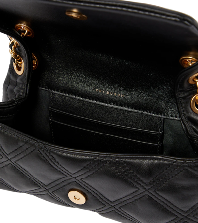 Shop Tory Burch Fleming Mini Leather Shoulder Bag In Black