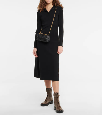 Shop Tory Burch Fleming Mini Leather Shoulder Bag In Black