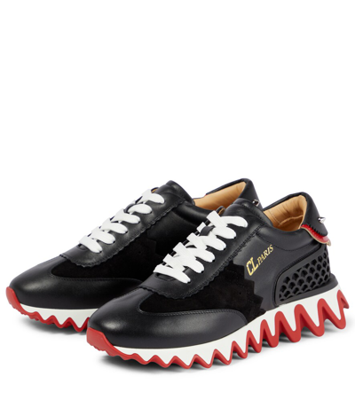 Shop Christian Louboutin Loubishark Leather Sneakers In Black/loubi