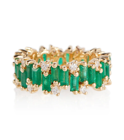 Shop Suzanne Kalan 18kt Gold Ring With Emeralds