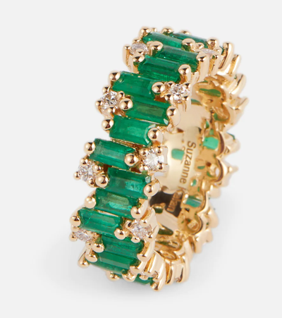 Suzanne Kalan 18kt Gold Ring With Emeralds In Emerald