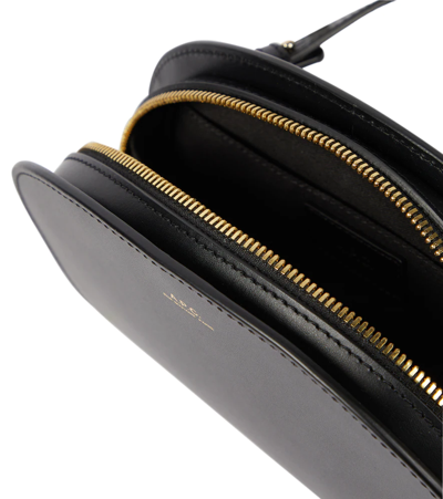 Shop Apc Demi-lune Leather Shoulder Bag In Black