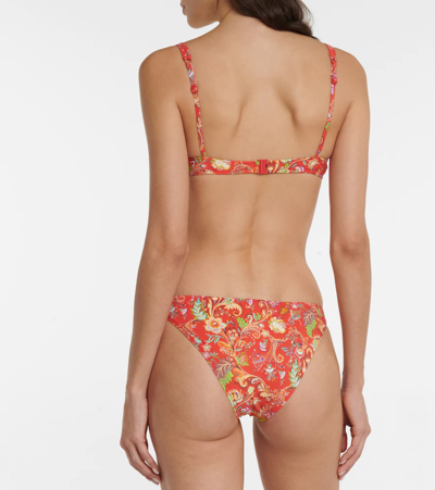 Shop Etro Floral Printed Bikini In Rosso