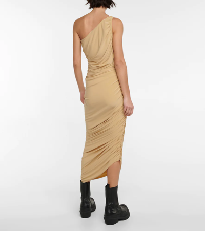 Shop Norma Kamali Diana One-shoulder Jersey Midi Dress In Blonde