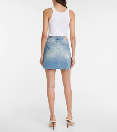 Shop 7 For All Mankind High-rise Denim Miniskirt In Light Blue