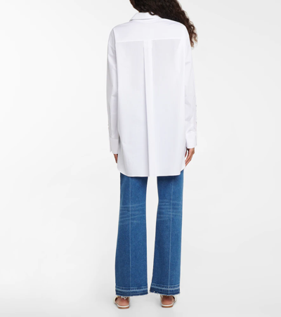 Shop Dorothee Schumacher Poplin Power Cotton-blend Shirt In Pure White