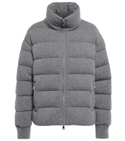 Shop Moncler Cayeux Wool And Cashmere Down Jacket In Grey