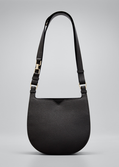 Shop Valextra The Hobo Weekend Small Saddle Bag In Nn Nero