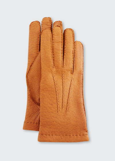 Shop Hestra Gloves Peccary Hand-sewn Leather Cashmere-lined Gloves In Light Brown