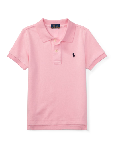 Shop Ralph Lauren Boy's Short-sleeve Logo Embroidery Polo Shirt In Pink