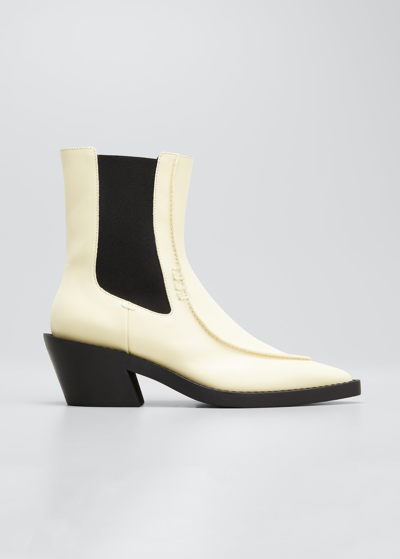 Shop Khaite Charleston Leather Chelsea Booties In Cream